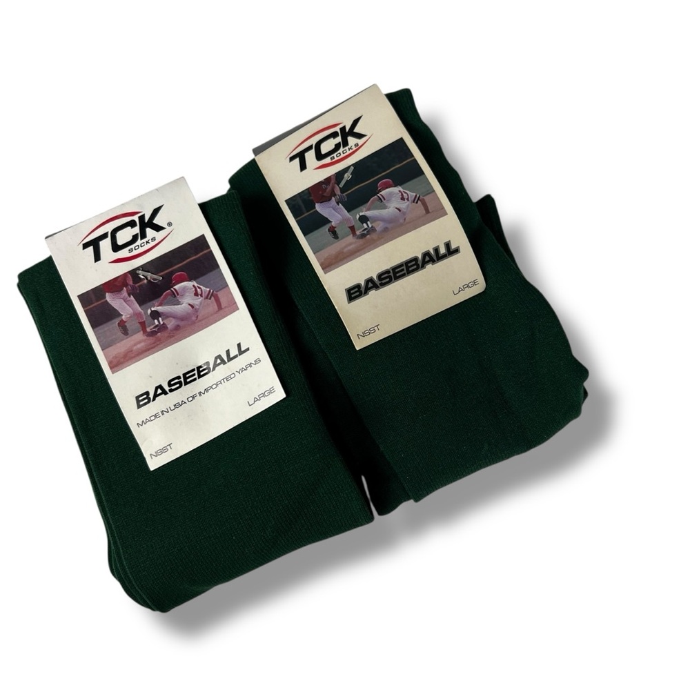 TCK Performance Athletic Socks‎ Baseball Socks Size Large Dark Green 2 Pair